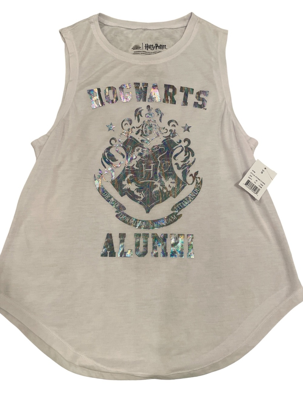 Harry Potter Hogwarts Alumni Graphic Muscle Tank Top White Size Small NWT